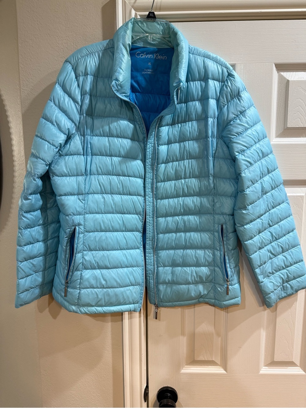 Calvin Klein Aqua and Teal Packable Puffer Jacket
